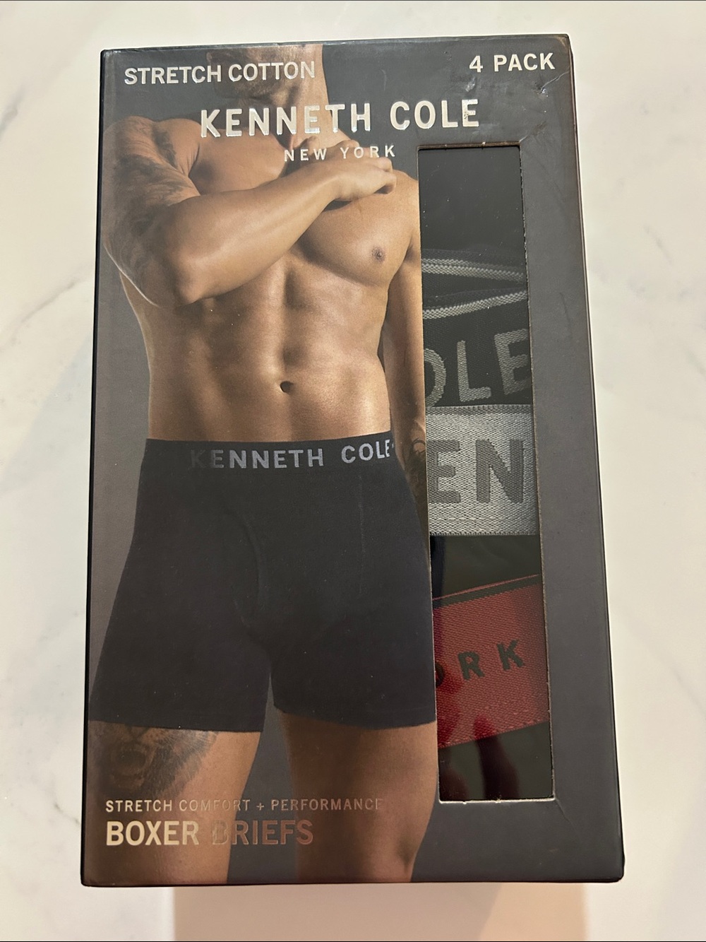 Kenneth Cole 4-Pack Boxer Briefs in Black, Gray, Red